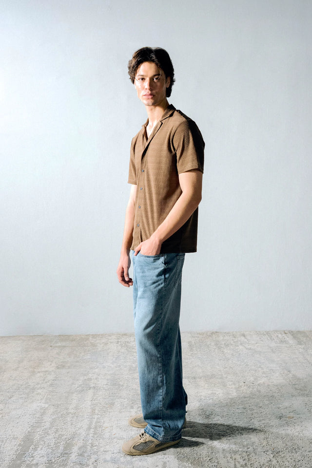 Cuban Collar Textured Shirt