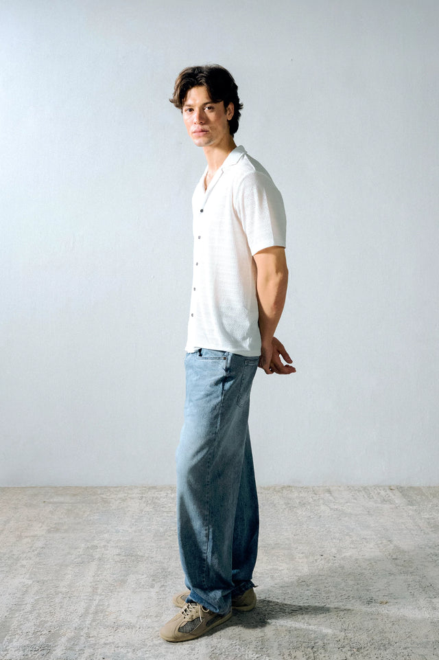 Cuban Collar Textured Shirt