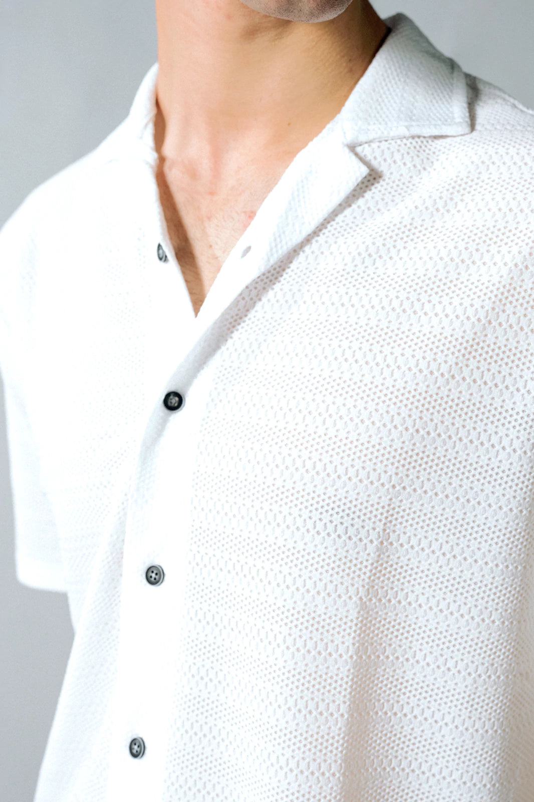 Cuban Collar Textured Shirt