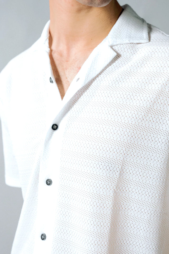 Cuban Collar Textured Shirt