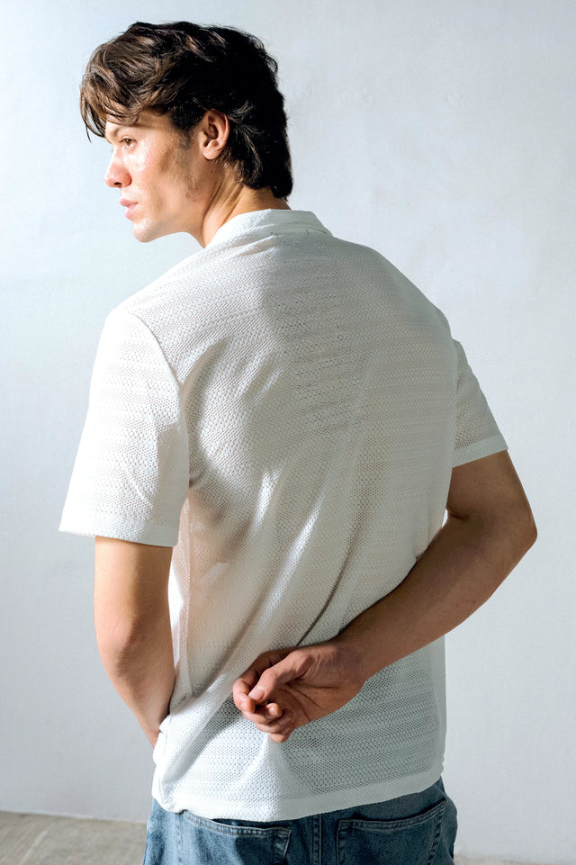 Cuban Collar Textured Shirt