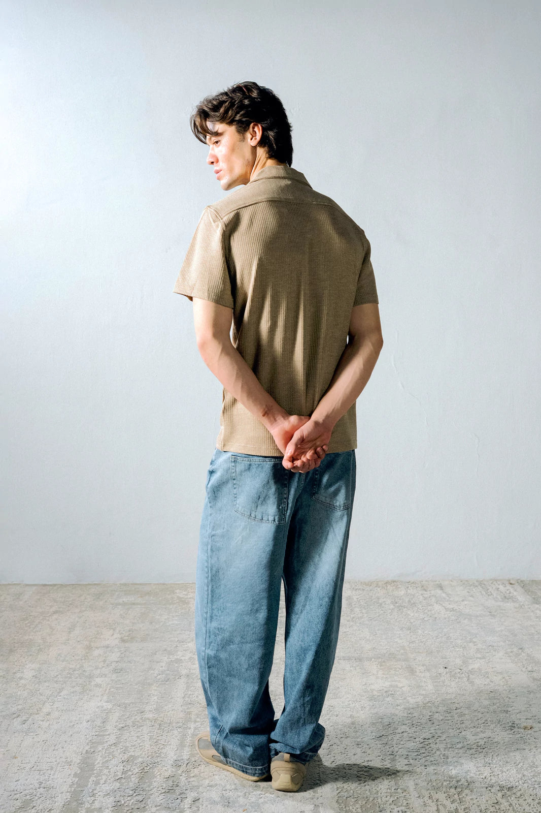 Cuban Collar Textured Shirt