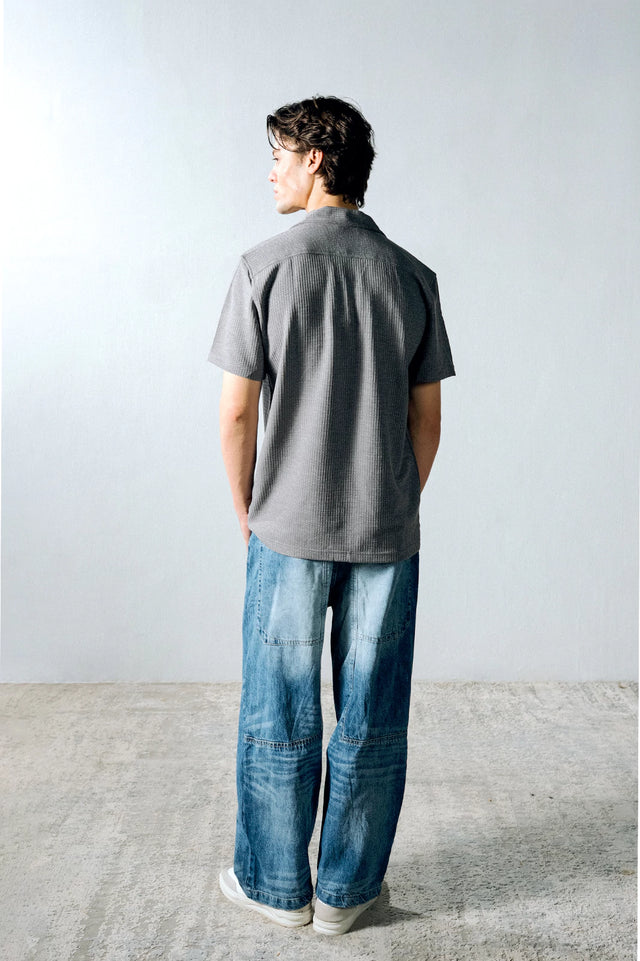Cuban Collar Textured Shirt