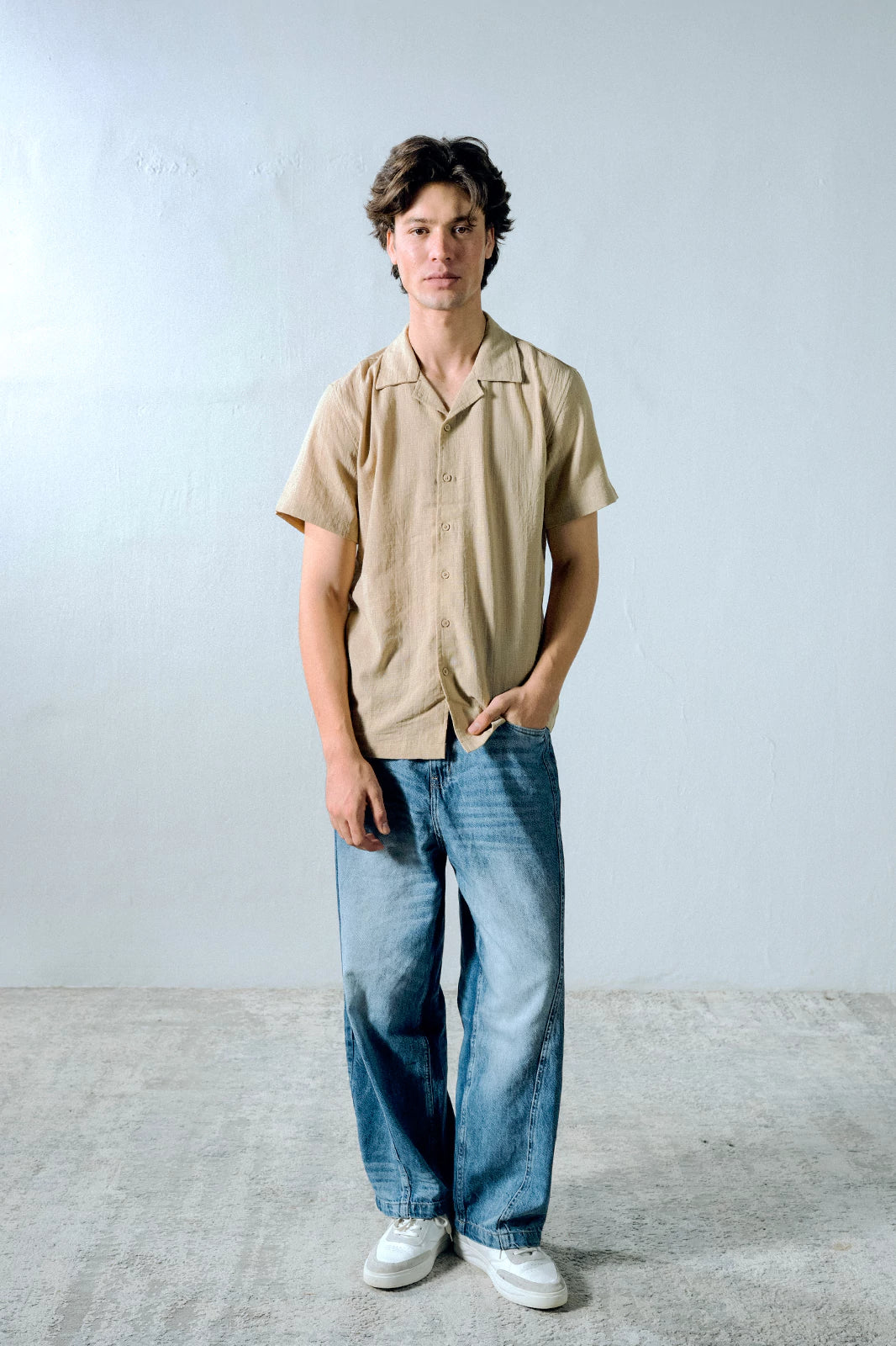 Cuban Collar Textured Shirt