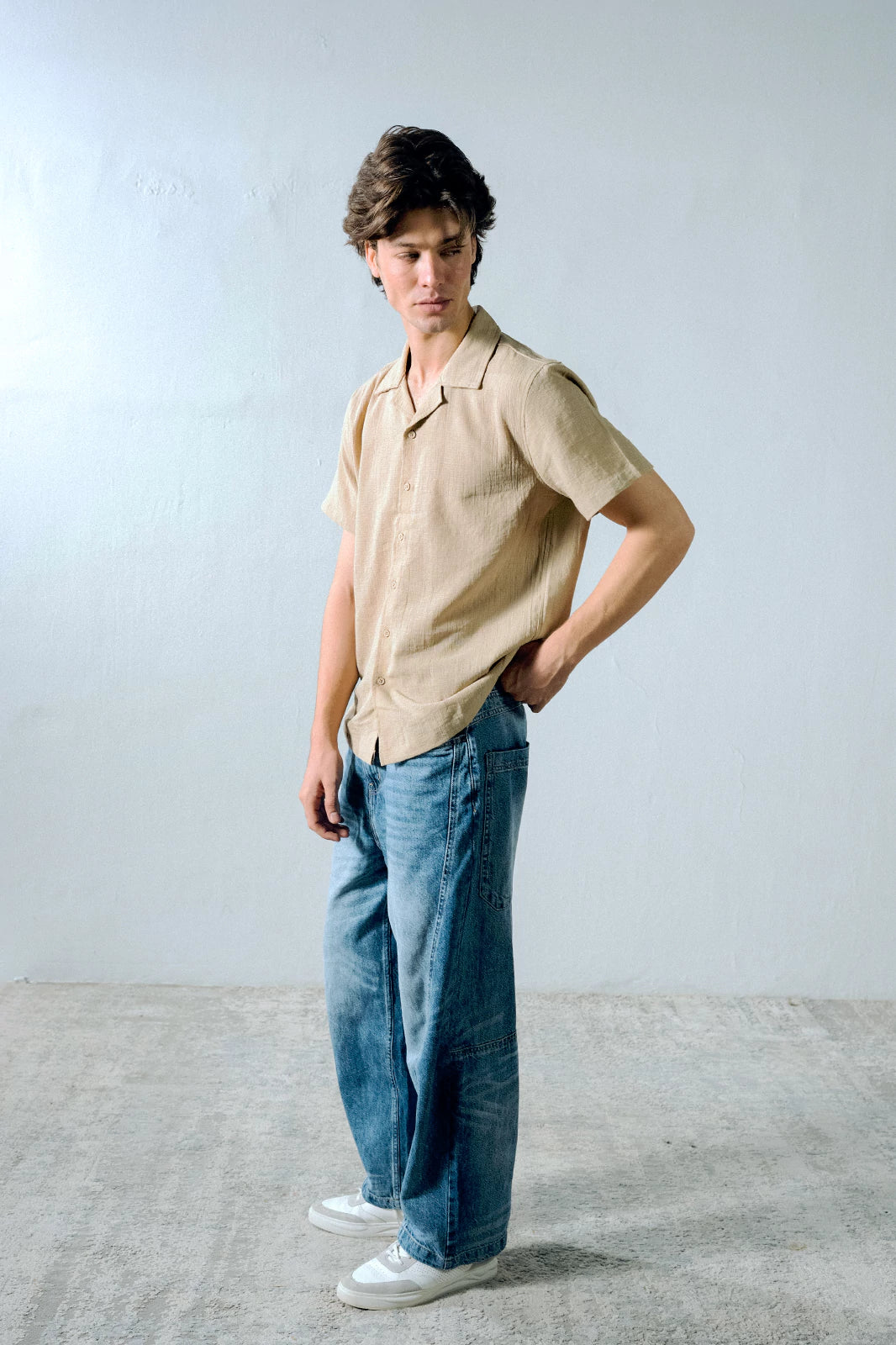 Cuban Collar Textured Shirt