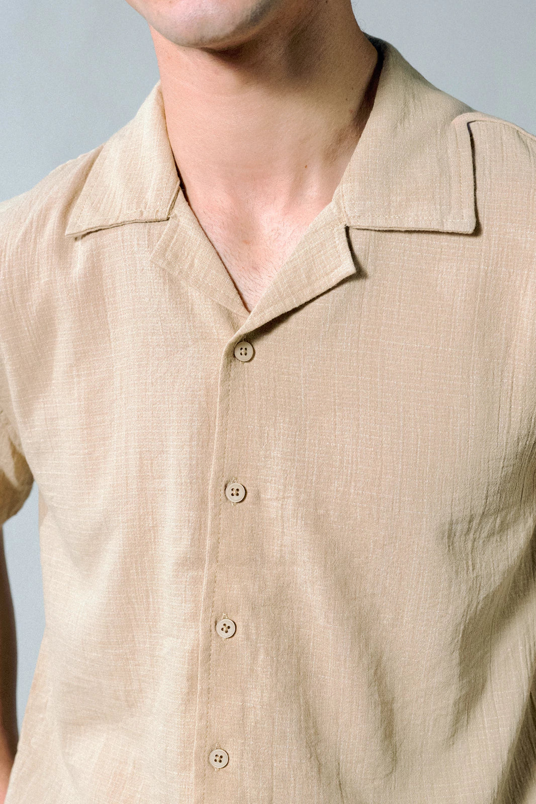Cuban Collar Textured Shirt