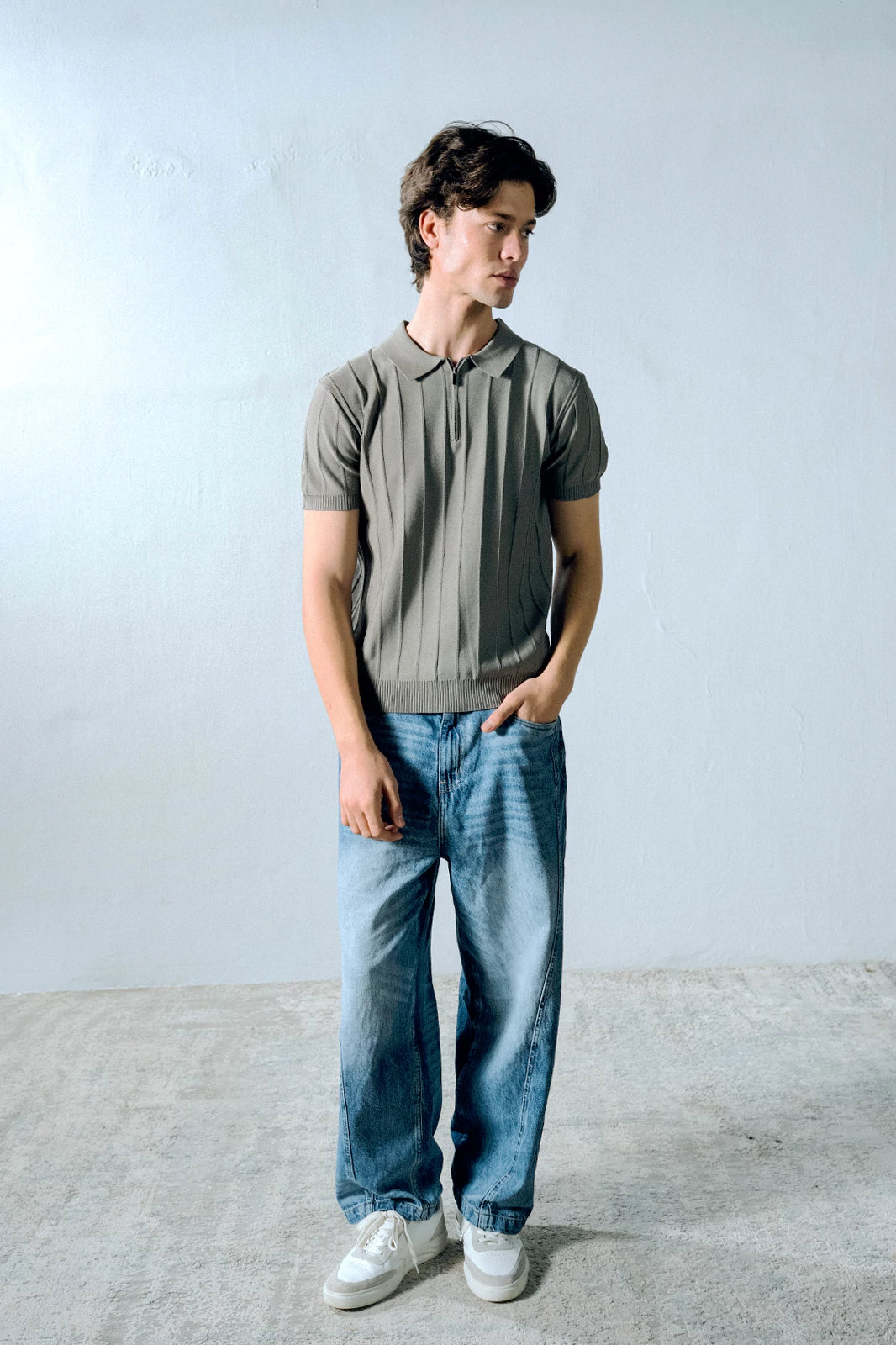 Zipper Textured Polo
