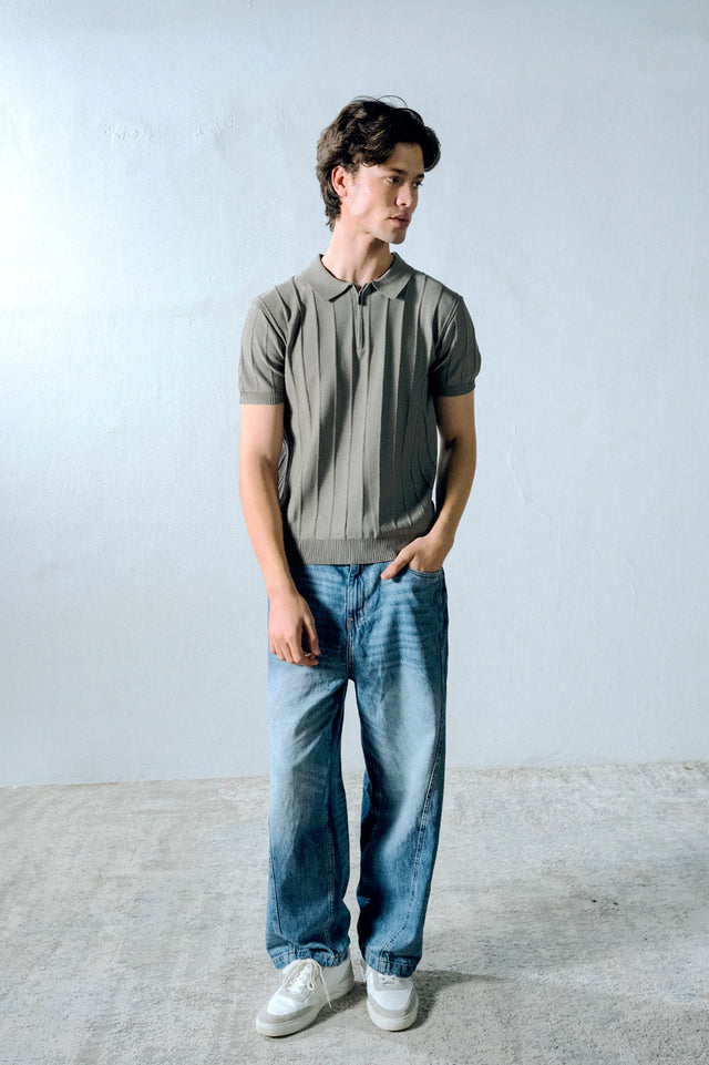Zipper Textured Polo
