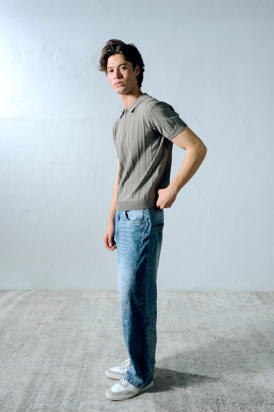 Zipper Textured Polo