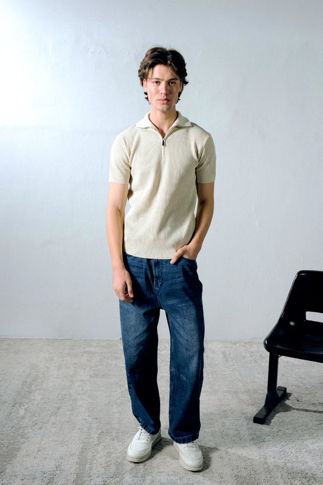 Zipper Textured Polo