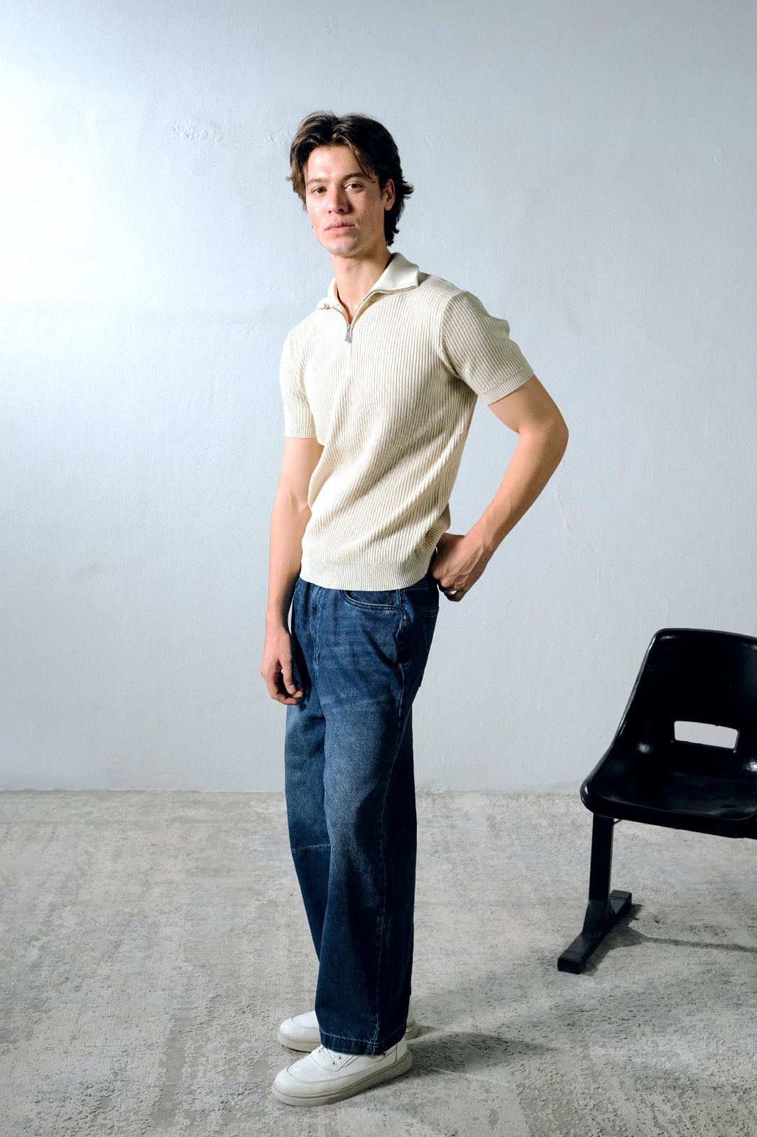 Zipper Textured Polo