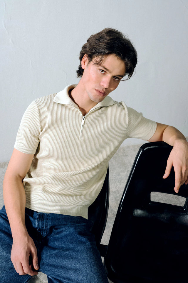 Zipper Textured Polo