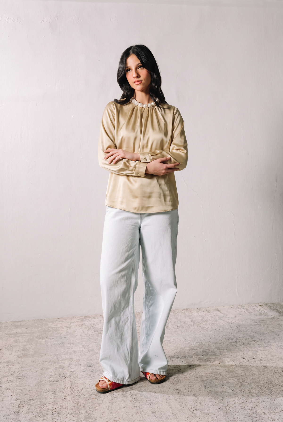 Studded Silk Top