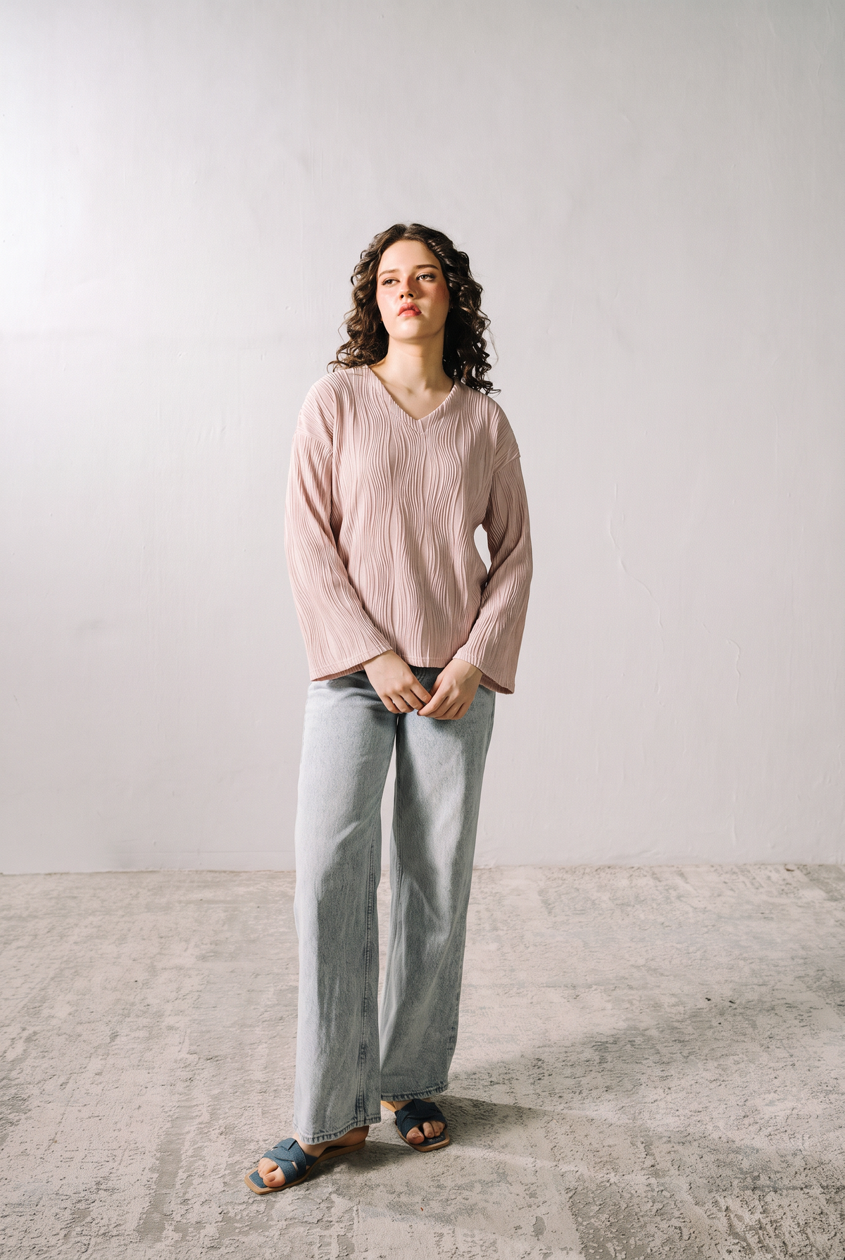 Textured V-Neck Top