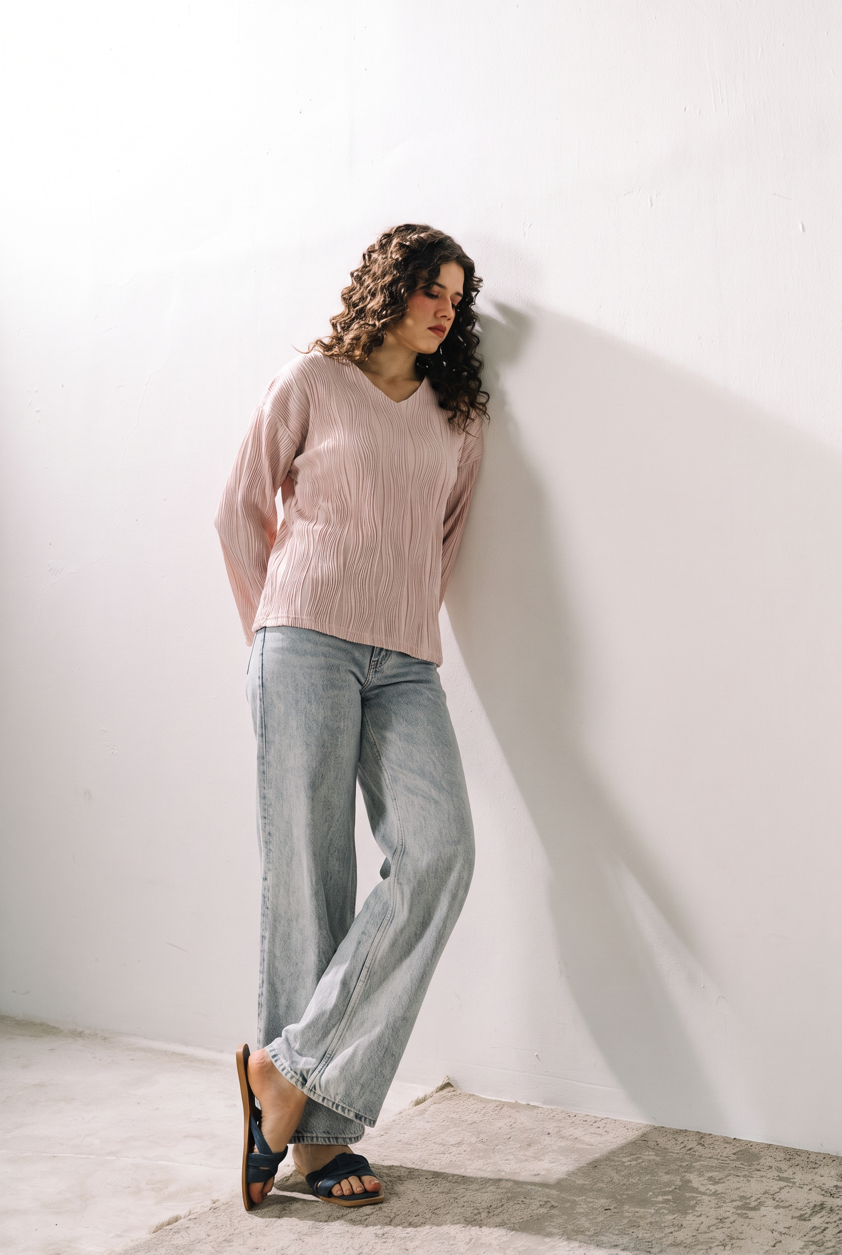 Textured V-Neck Top