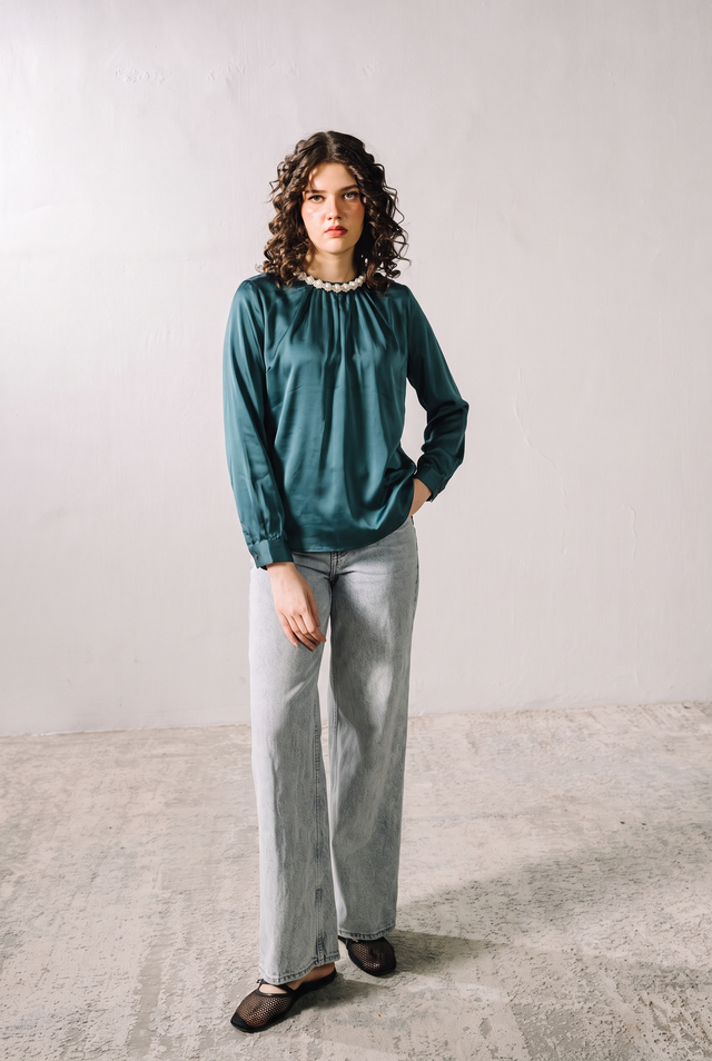 Studded Silk Top